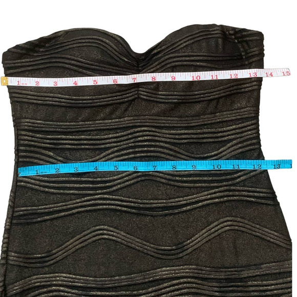 Wet Seal Black Gold Strapless Sleeveless‎ Sequin Waves Dress Size S - Picture 6 of 7